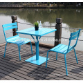 Newest plastic wood outdoor furniture aluminum frame dining set 3 pcs coffee table set